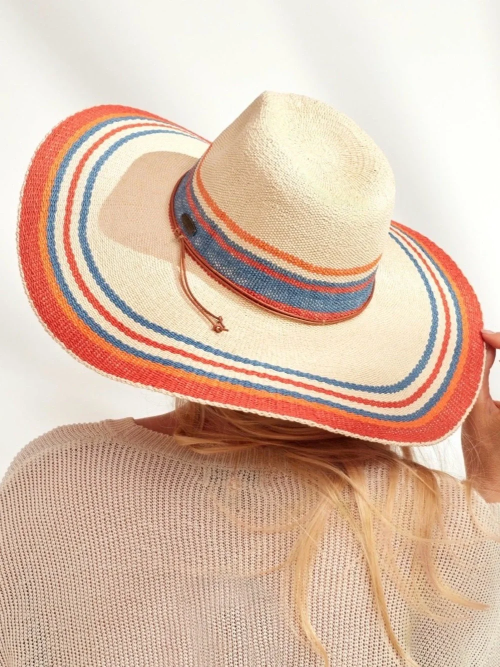 Caribbean Joe Striped Wide Brim Sun Hat | UPF 50+ | NWOT - Never Worn - Picture 2 of 5
